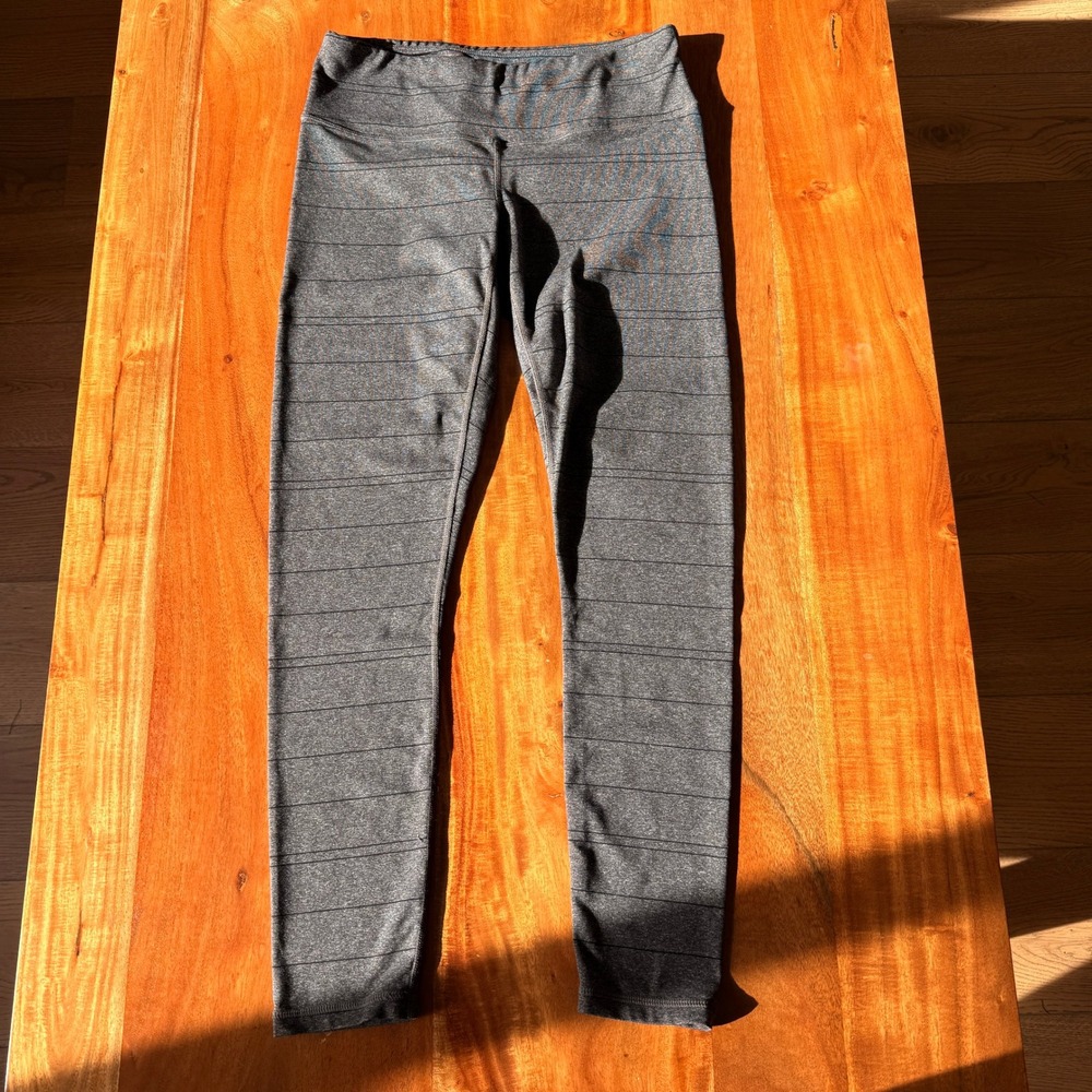 Prana Women's‎ Gray/Black Striped Leggings Size M
